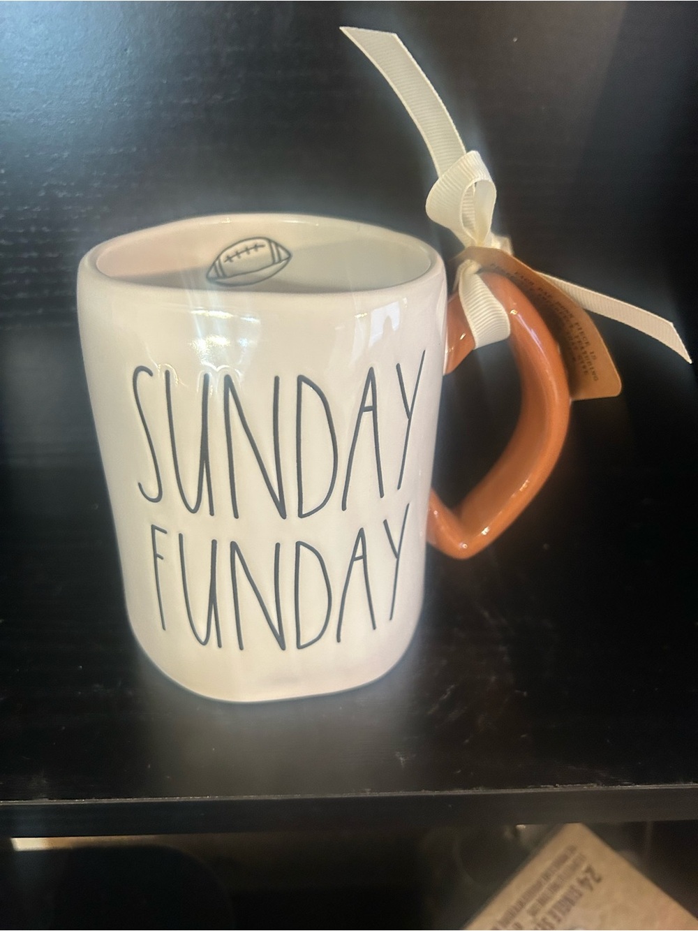 Rae Dunn White Ceramic Mug with Brown Handle - SUNDAY FUNDAY